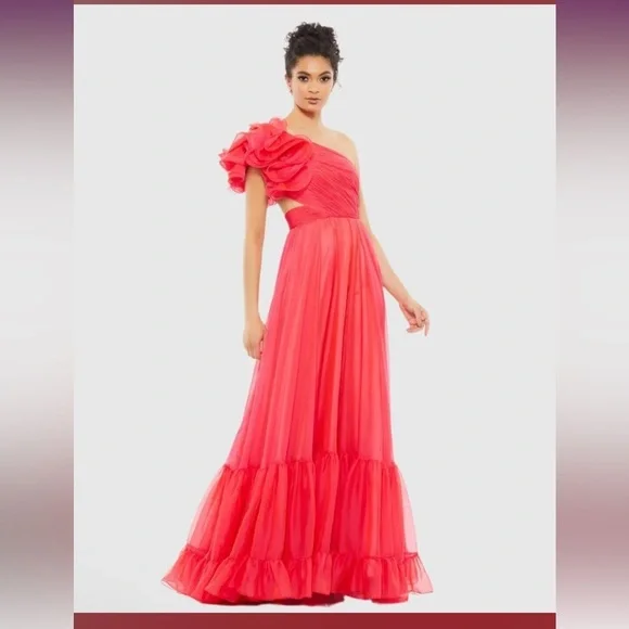 Mac Duggal 67941 One Shoulder Lace-Up Dress Size 2 New - Picture 6 of 6